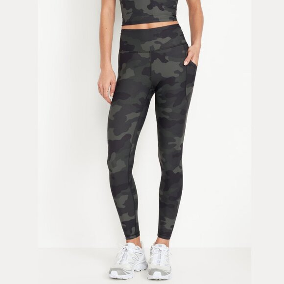 Old Navy High-Waisted PowerSoft 7/8 Pocket Leggings Green camo (M) NWT! - Picture 1 of 10